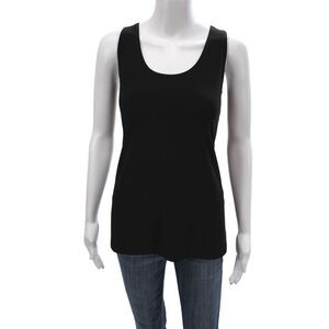 Sympli Womens Black Scoop Neck Sleeveless Basic Tank Size 8